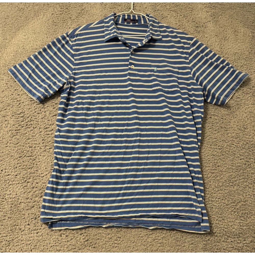 Johnnie-O Polo Shirt Men's L Performance Golf Striped Stretch Active